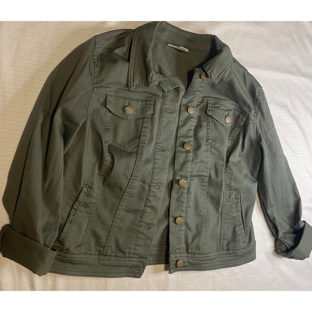 Westport olive green denim utility jacket.